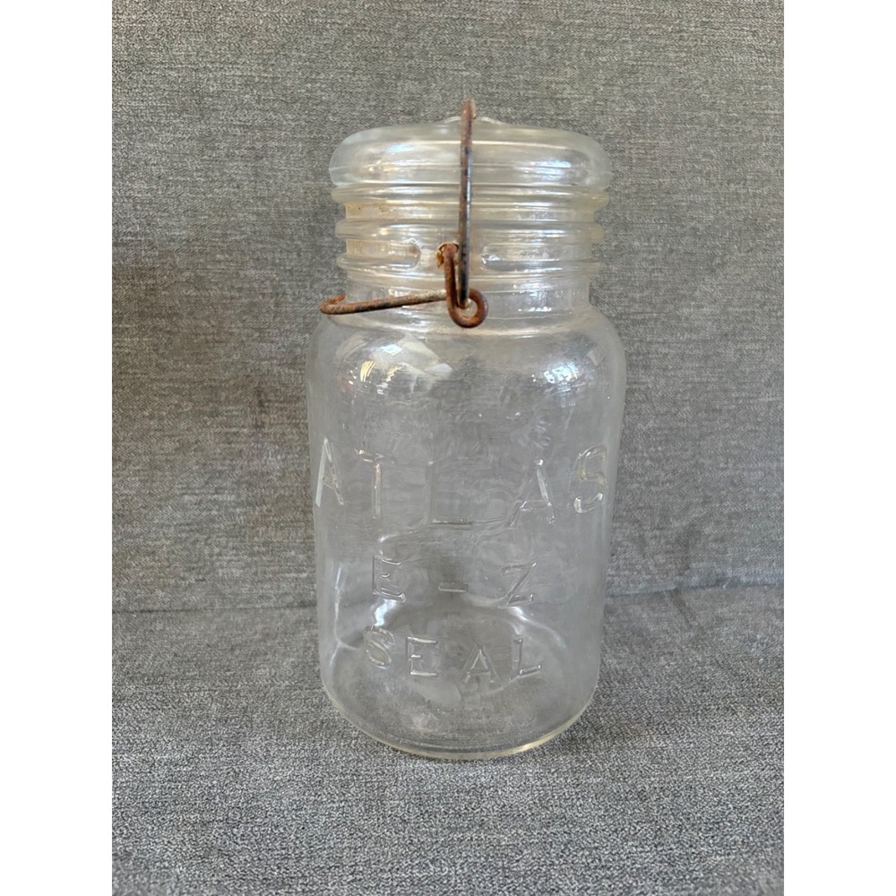 Vintage Atlas E-Z Seal Glass‎ Quart Jar Clear Size 6 7"